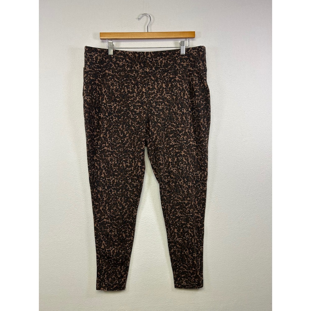 Animal Print Terra & Sky‎ Womens 1X Leopard High Rise Cotton Stretch Leggings